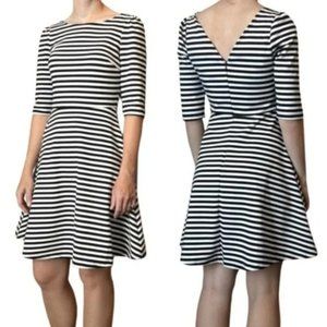 Stitch Fix Pixley Black Striped A-Line Fit & Flare Dress Size Small, Long Sleeve